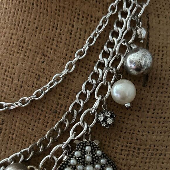 Premier Silver Layered seashore Necklace with Pearl Accents - Picture 2 of 7
